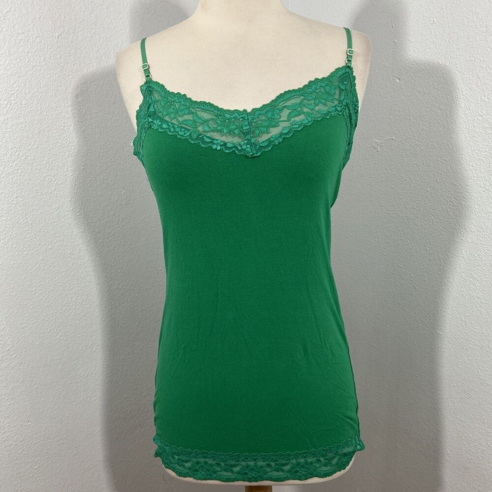 Bozzolo Tank Top Womens M Green Lace Trim Camisole Feminine Fairy Y2K